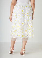 Floral Applique Embroidered Skirt
