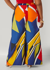 Face Print Wide Leg Pants
