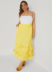 Ruffle Trimmed Maxi Skirt
