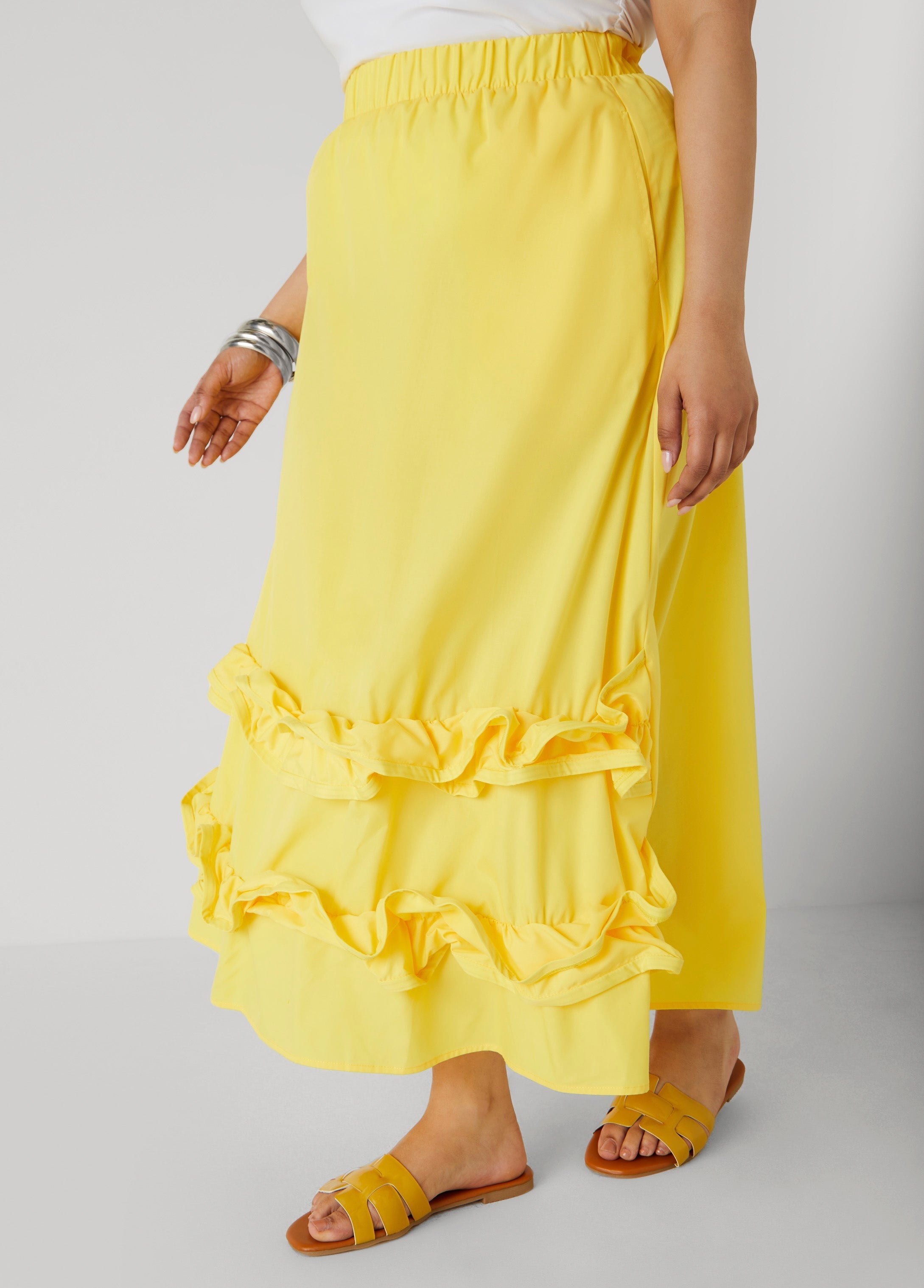 Ruffle Trimmed Maxi Skirt