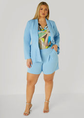 Pleated High Waist Crepe Shorts