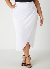 Faux Wrap Satin Midaxi Skirt