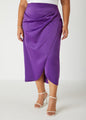 Faux Wrap Satin Midaxi Skirt
