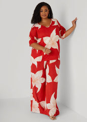 Floral Print Cotton Gauze Pants