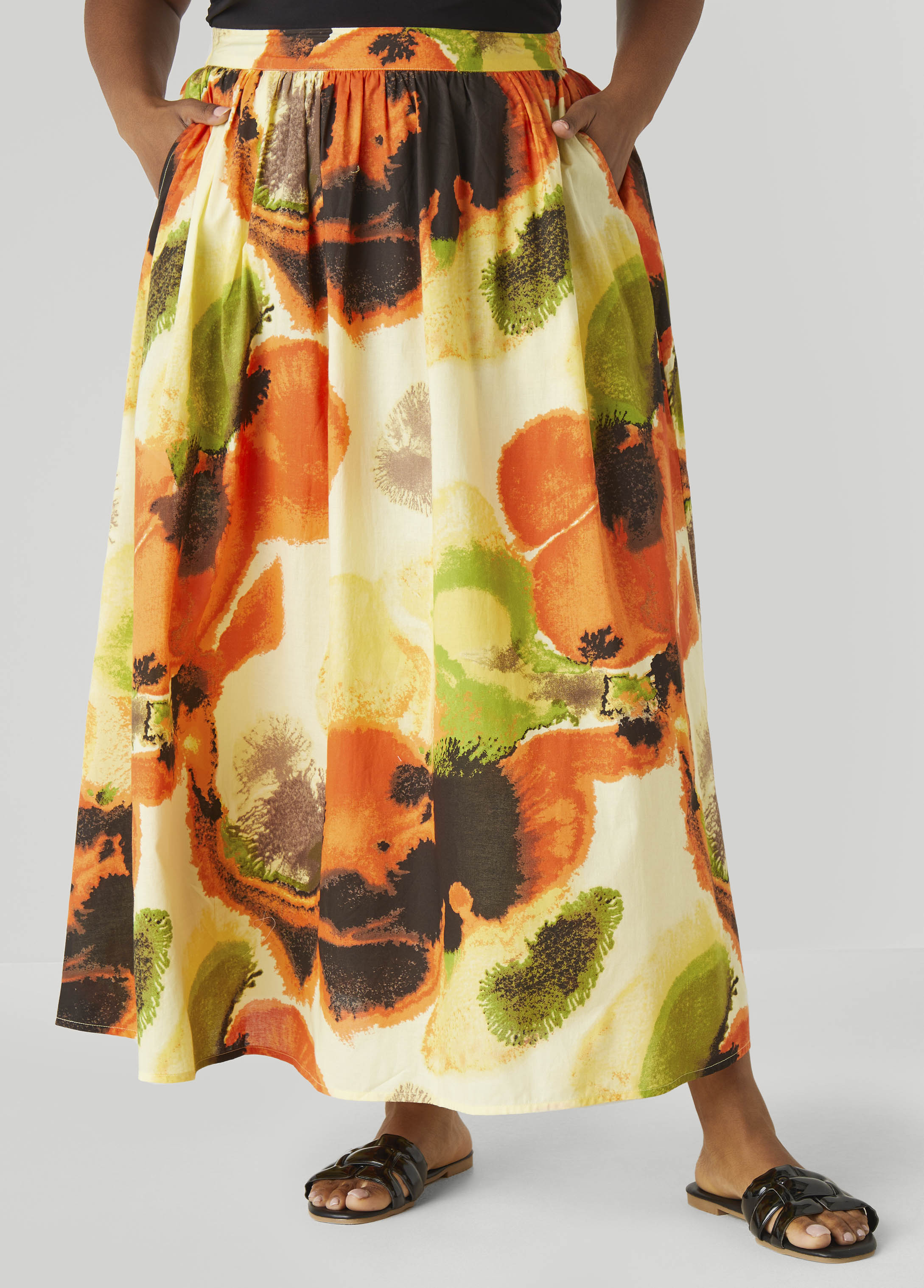 Watercolor Cotton Maxi Skirt