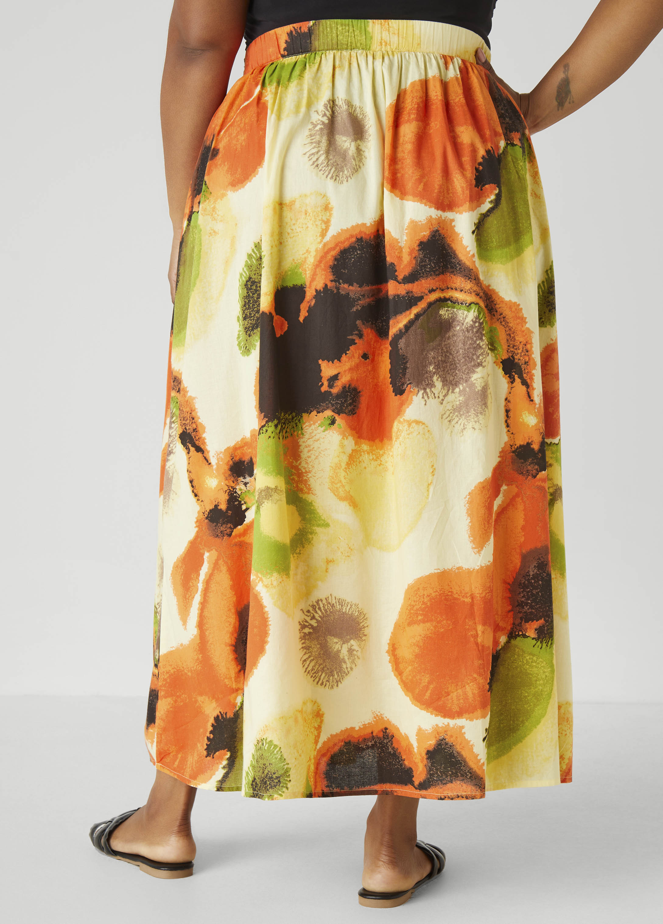 Watercolor Cotton Maxi Skirt