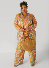 Abstract Print Wide Leg Pants