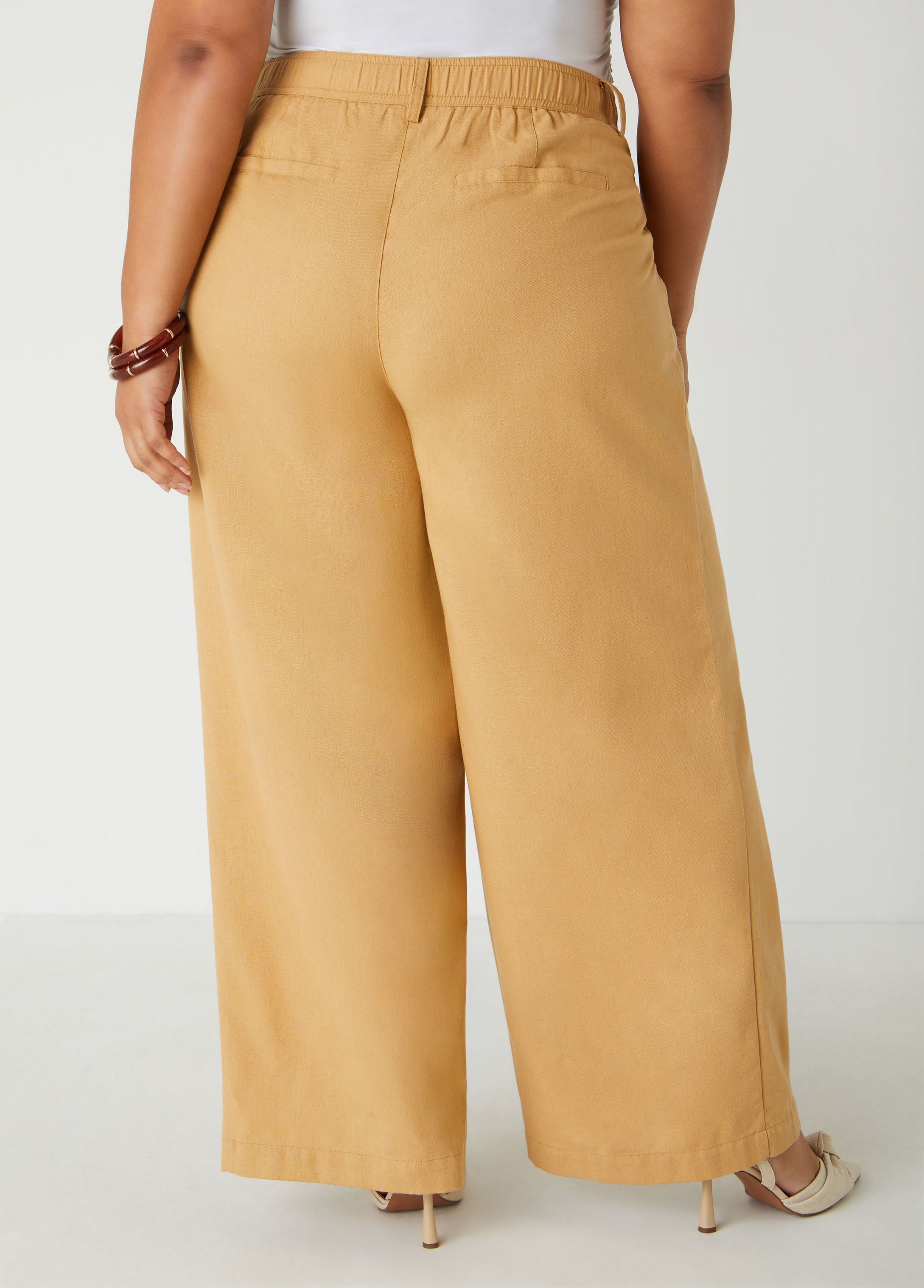 Woven High Waist Wide Leg Pants