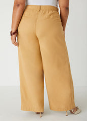 Woven High Waist Wide Leg Pants