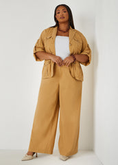Woven High Waist Wide Leg Pants