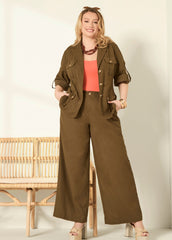 Woven High Waist Wide Leg Pants