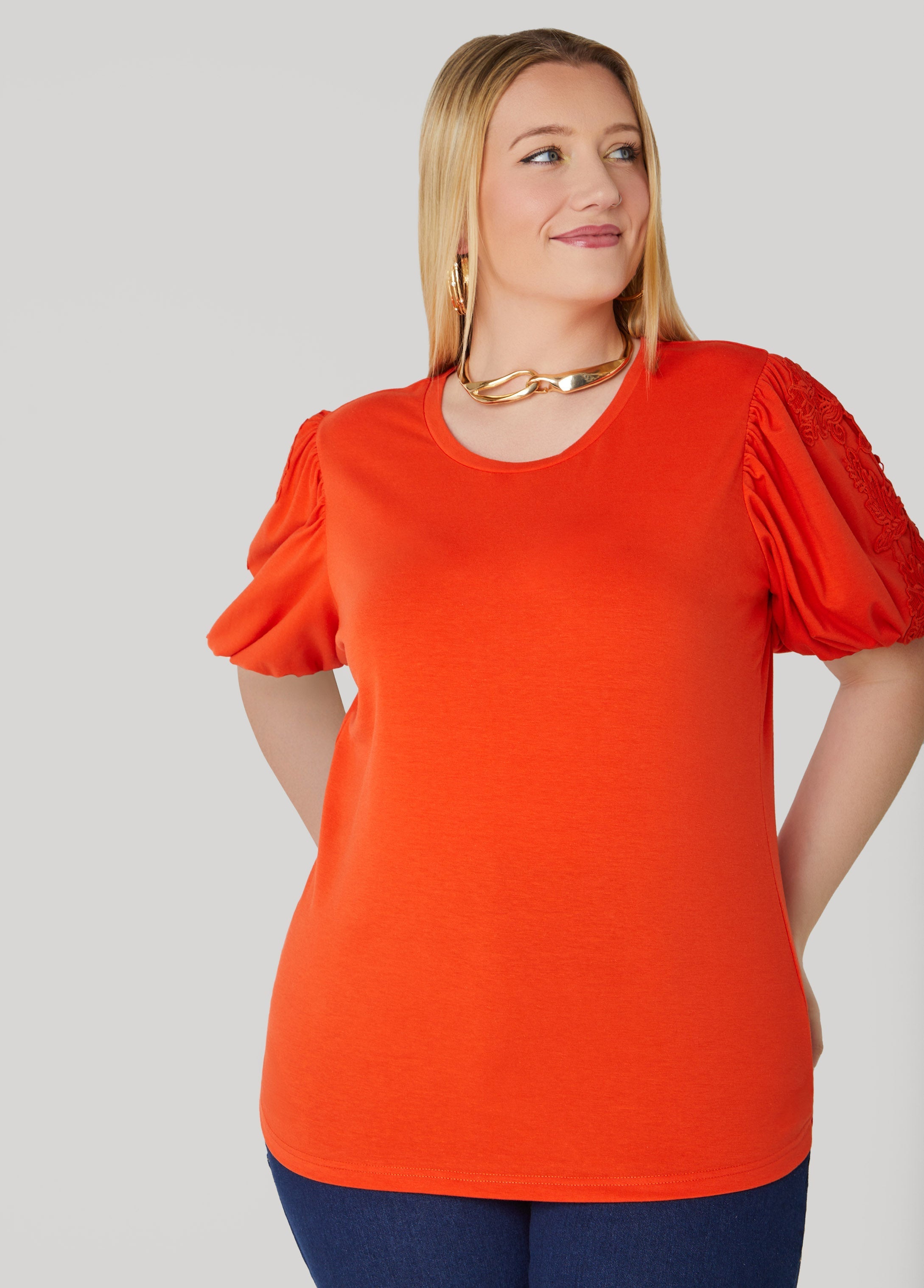 Appliqued Puff Sleeved Tee