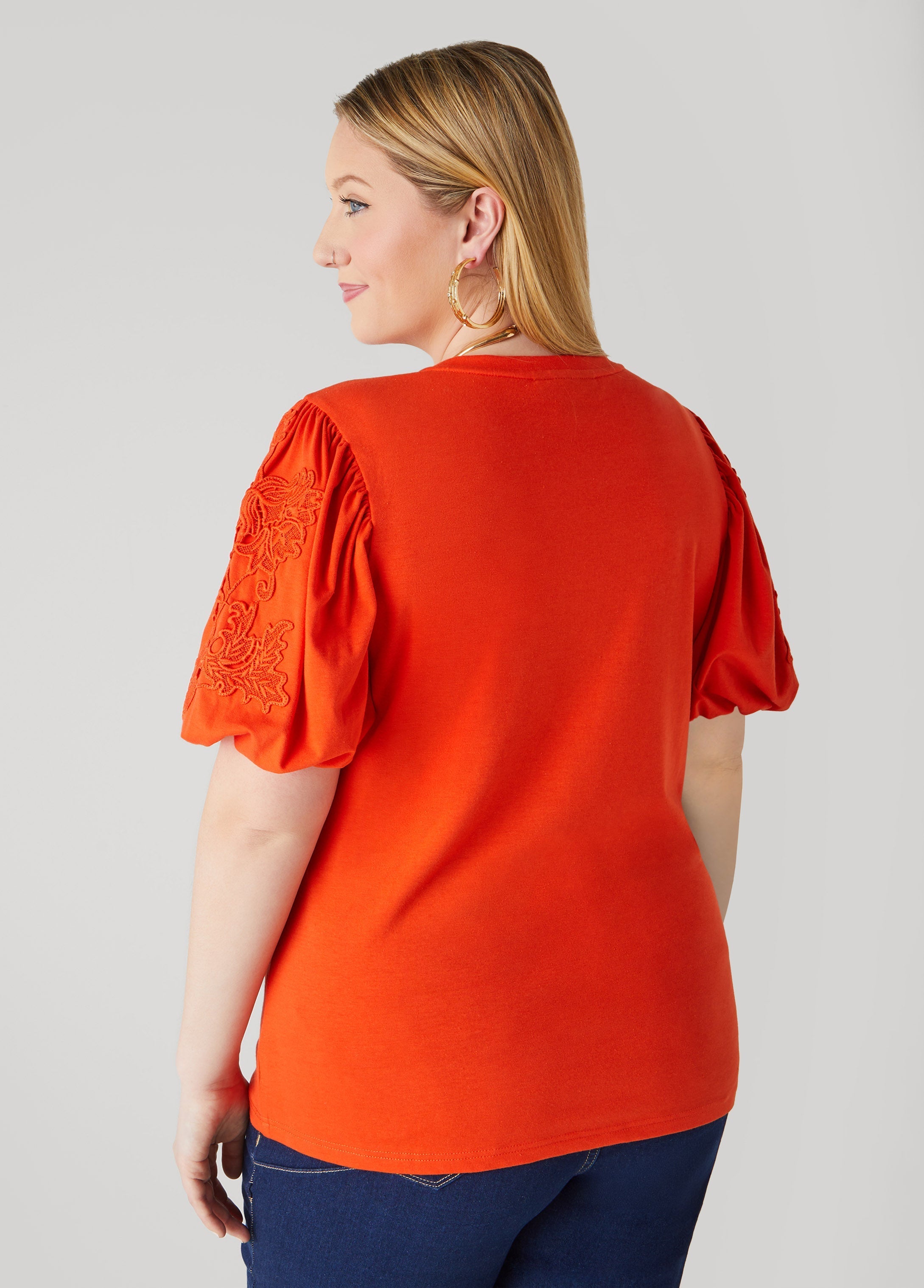 Appliqued Puff Sleeved Tee