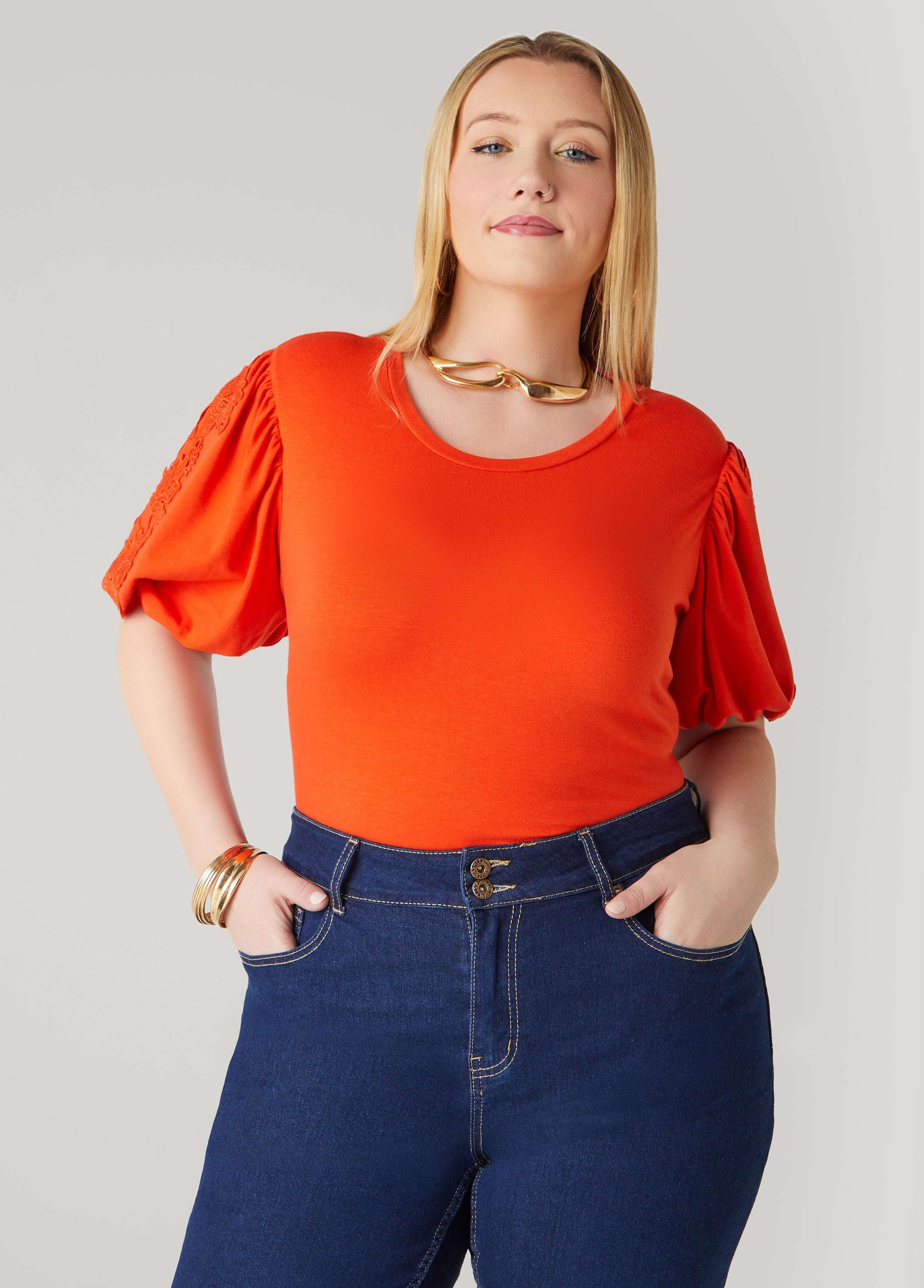 Appliqued Puff Sleeved Tee
