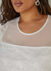 Sequined Floral Mesh Top