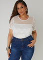 Sequined Floral Mesh Top