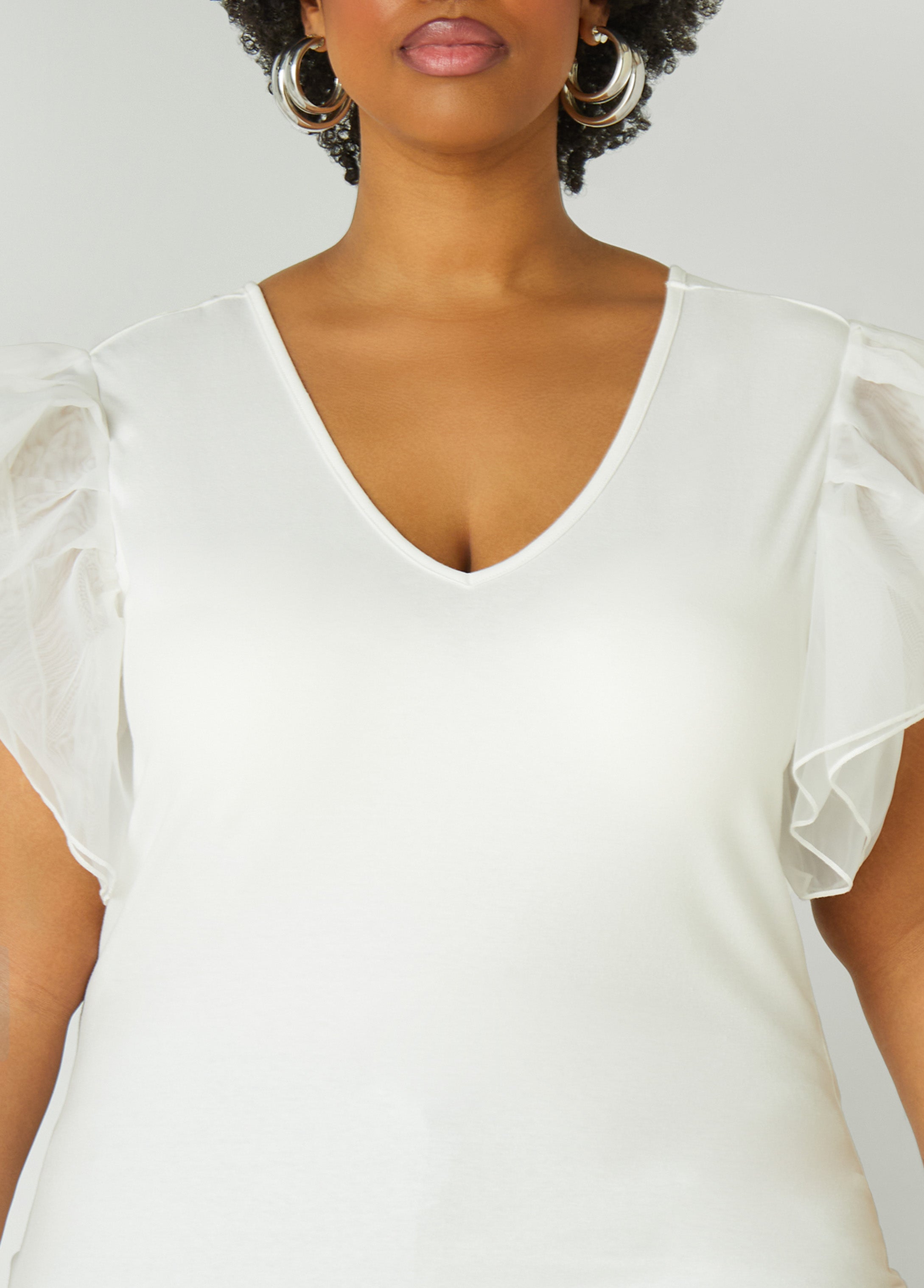 Organza Sleeve Paneled Tee