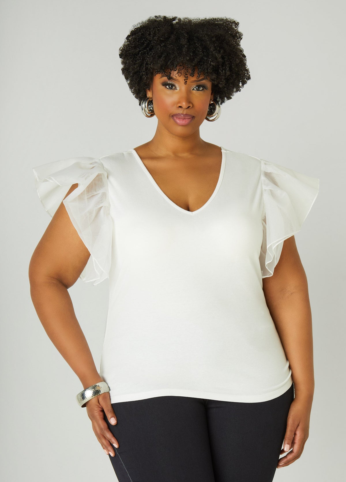 Organza Sleeve Paneled Tee