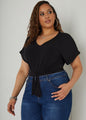Tie Front Stretch Knit Top