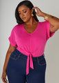 Tie Front Stretch Knit Top