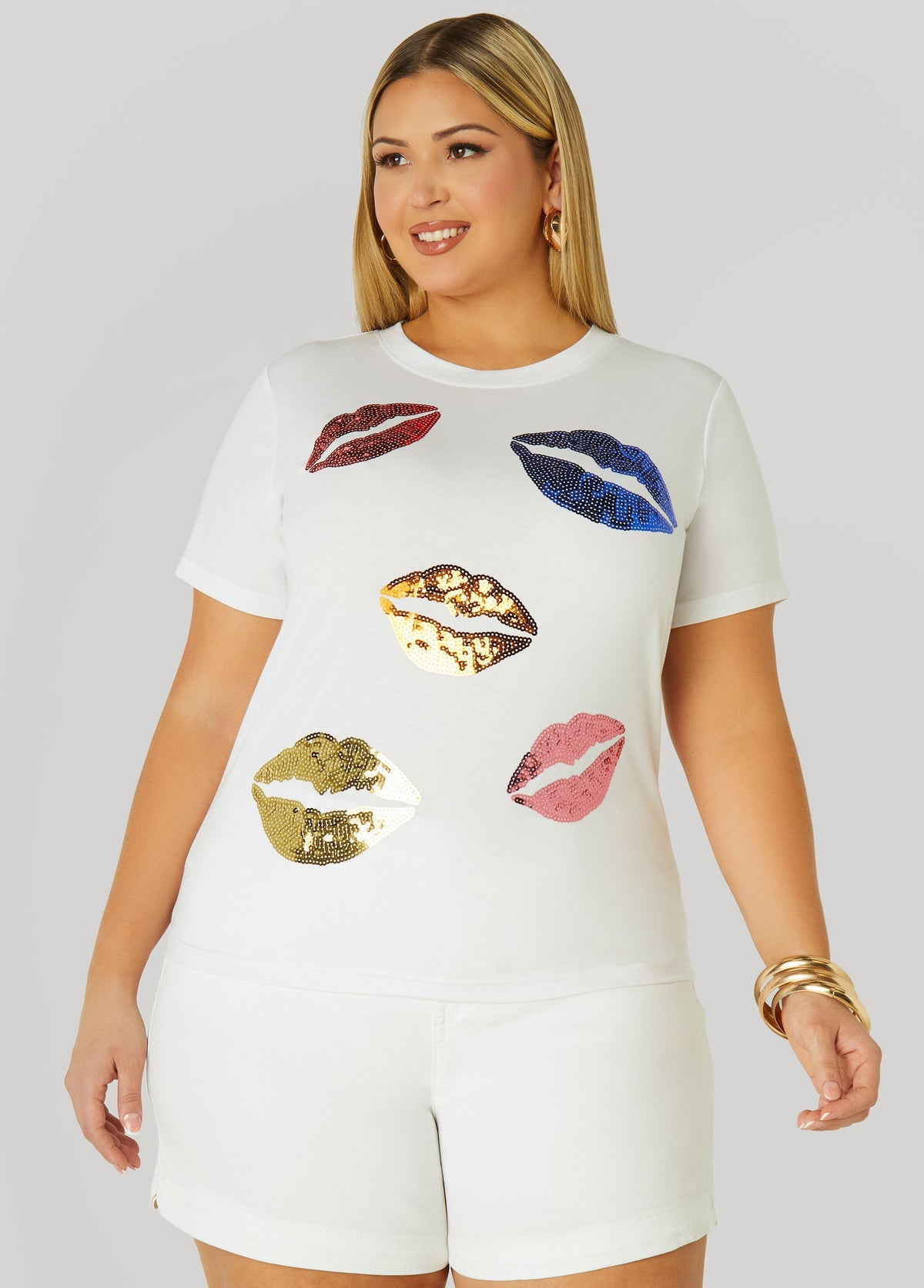 Lips Sequin Applique Tee