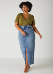 Faux Wrap Jersey Top
