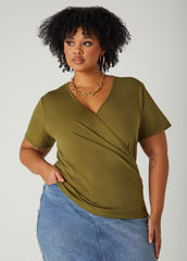 Faux Wrap Jersey Top