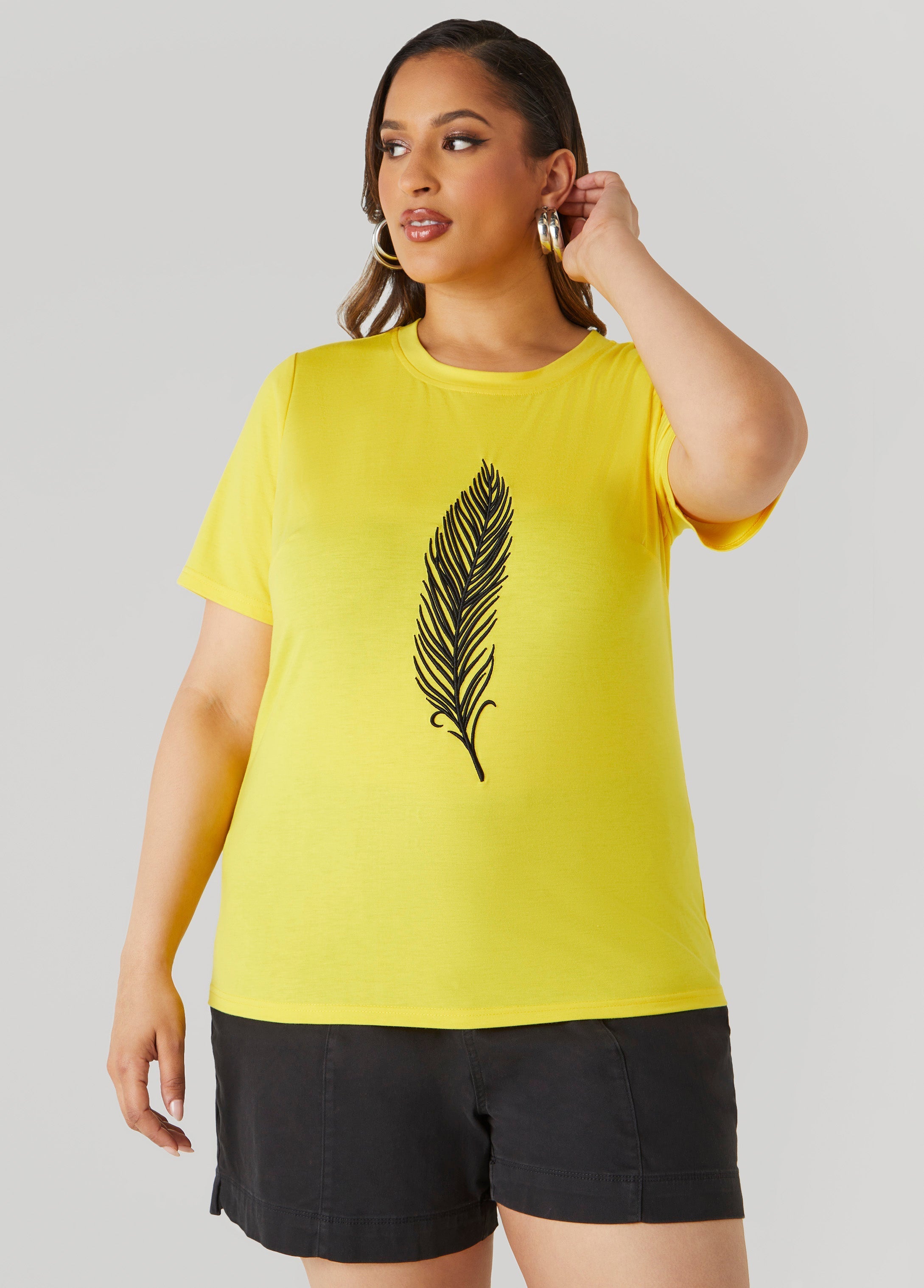 Feather Embroidered Tee