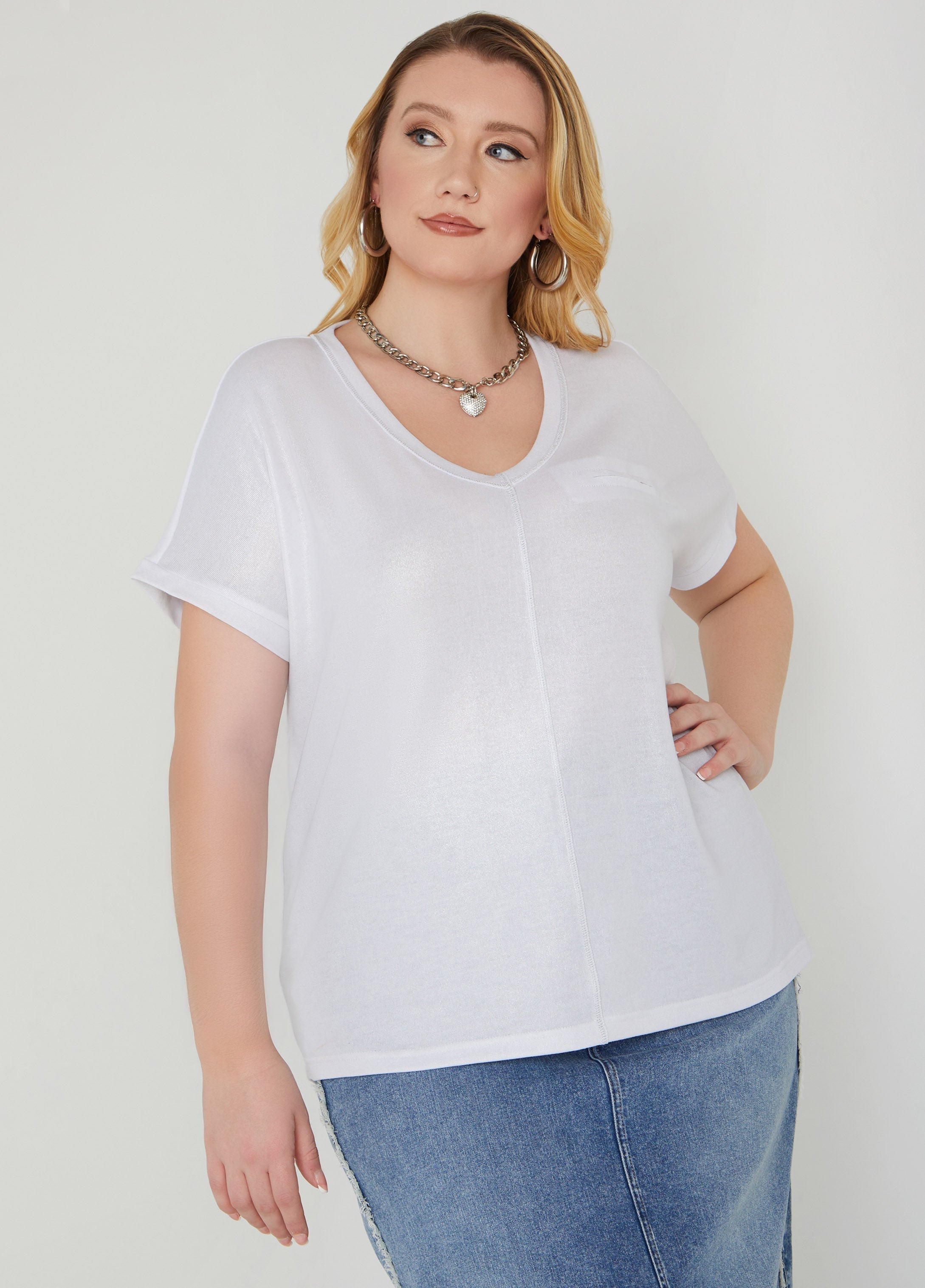 Sequined Metallic Jersey Tee