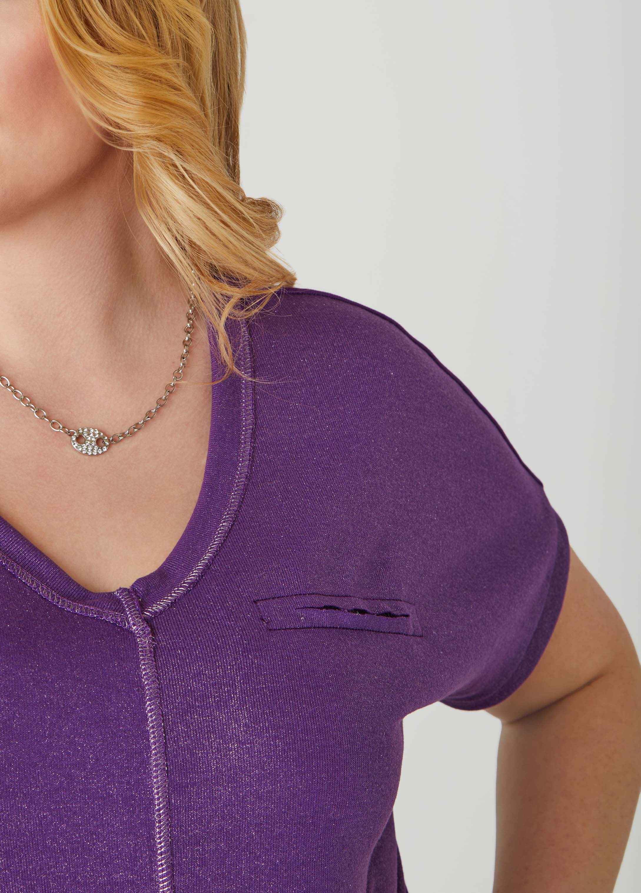 Sequined Metallic Jersey Tee