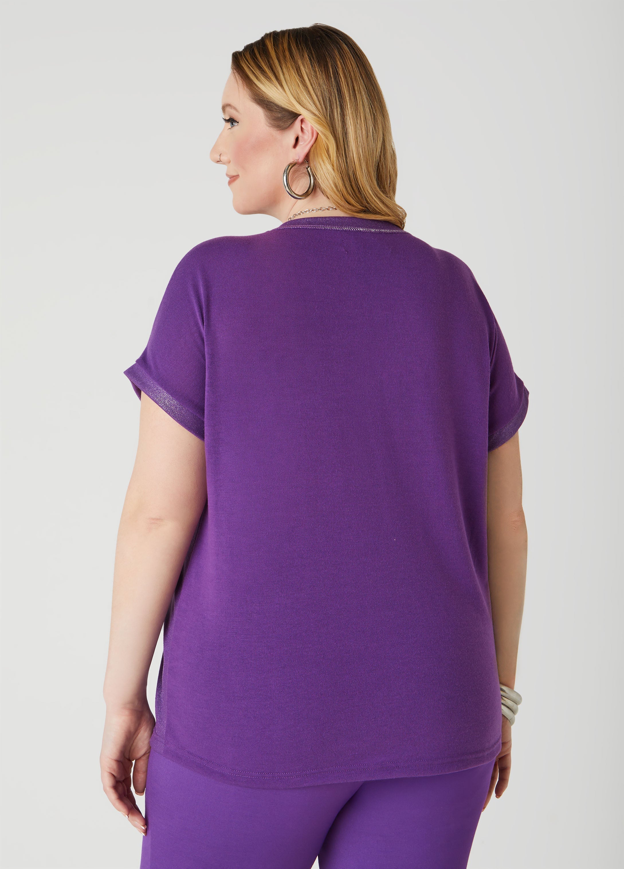 Sequined Metallic Jersey Tee
