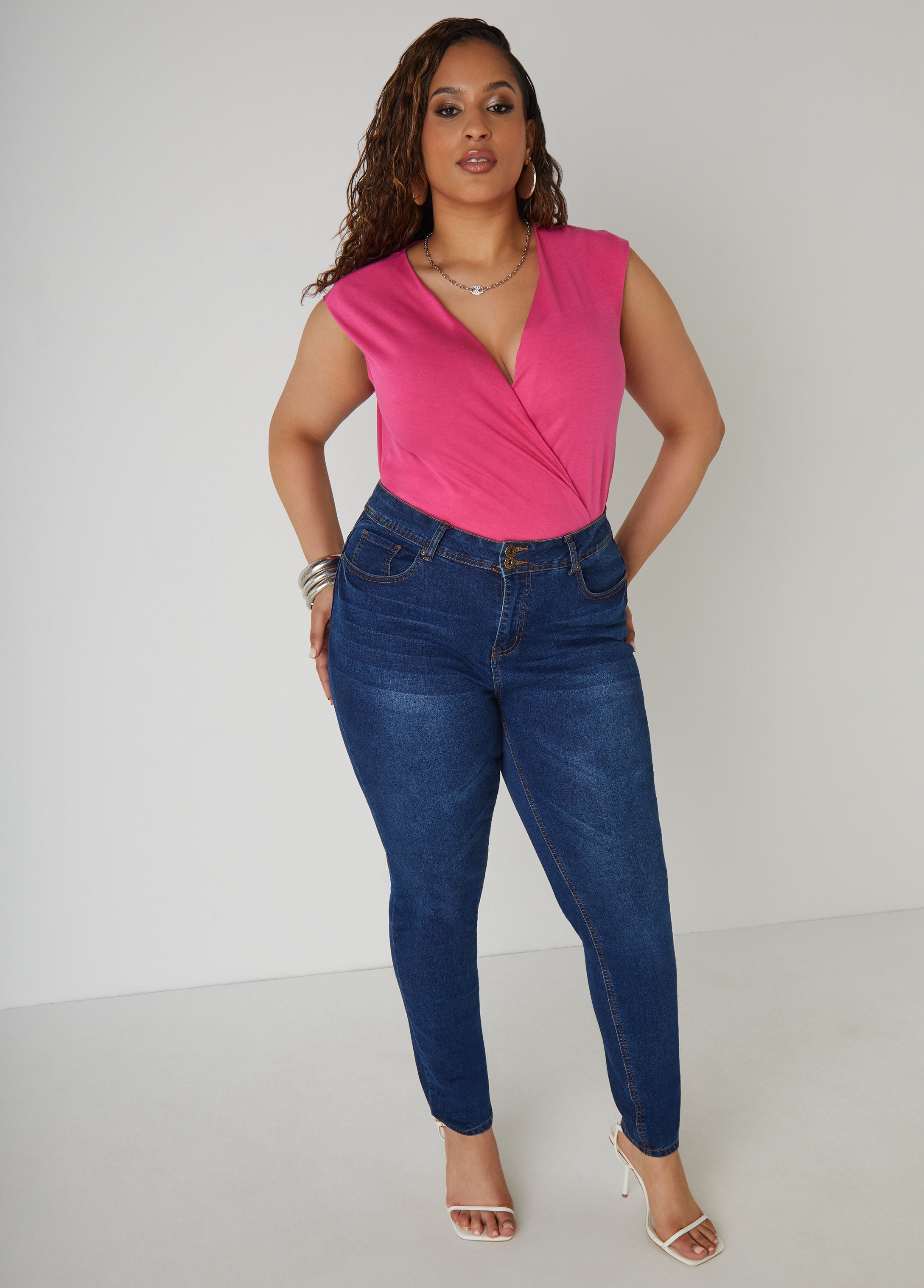 Faux Wrap Jersey Top