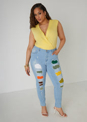 Faux Wrap Jersey Top