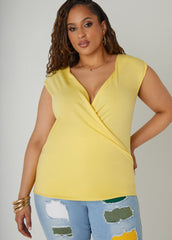 Faux Wrap Jersey Top