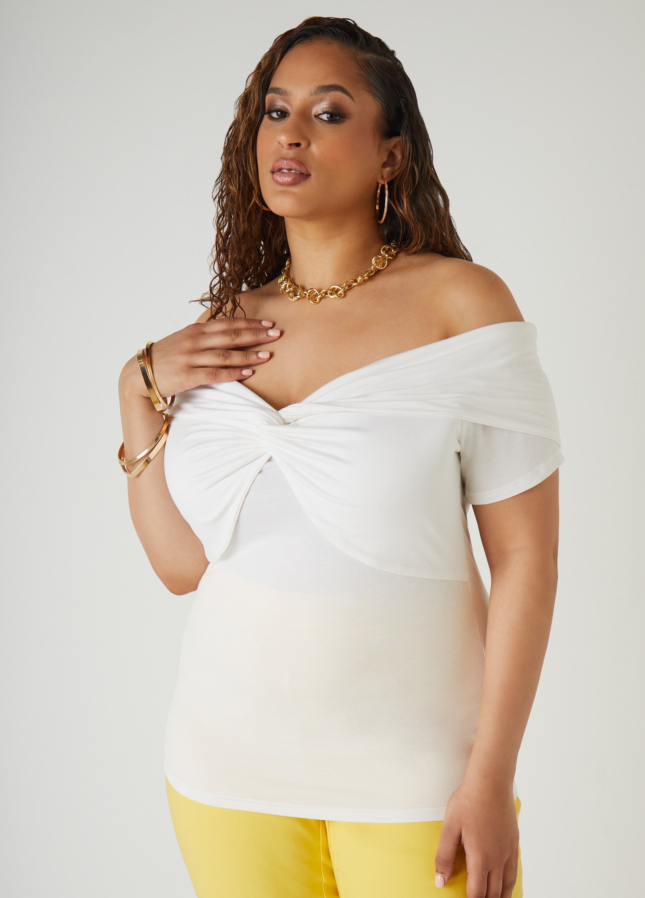 Twist Front Off The Shoulder Top