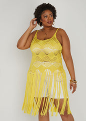 Crochet Knit Fringed Top