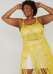 Crochet Knit Fringed Top