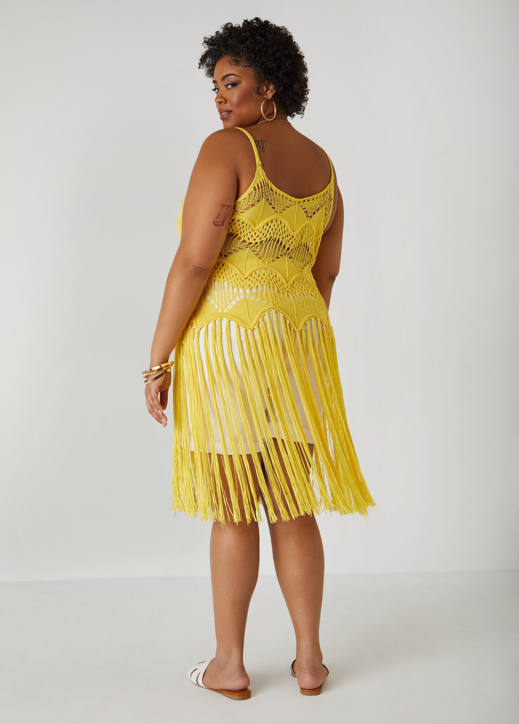 Crochet Knit Fringed Top