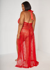 Floral Lace Lingerie Gown Set