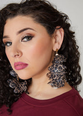 Crystal & Leopard Chiffon Earrings