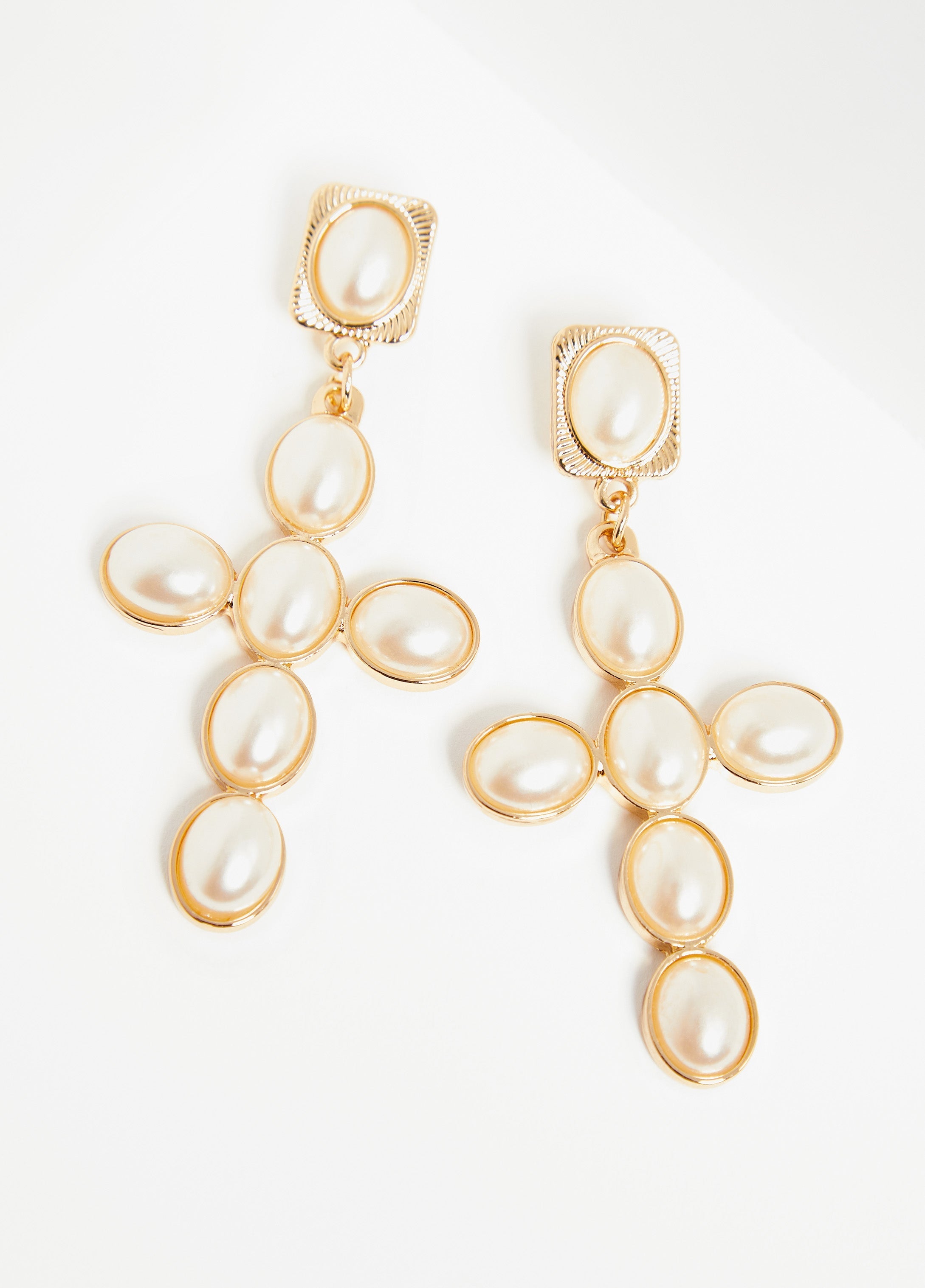 Pearl Cross Earrings