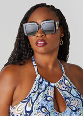 Chain Trimmed Square Sunglasses