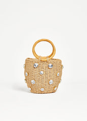 Crystal Straw Bucket Bag