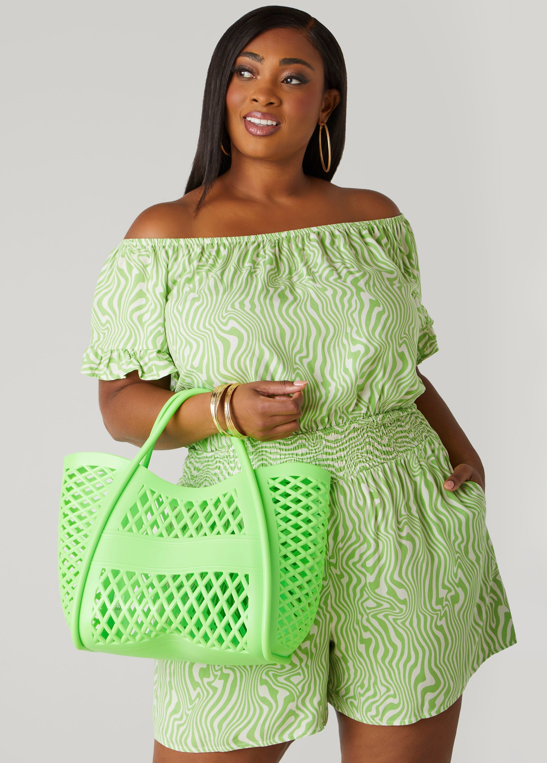 Cutout Rubber Shopping Tote